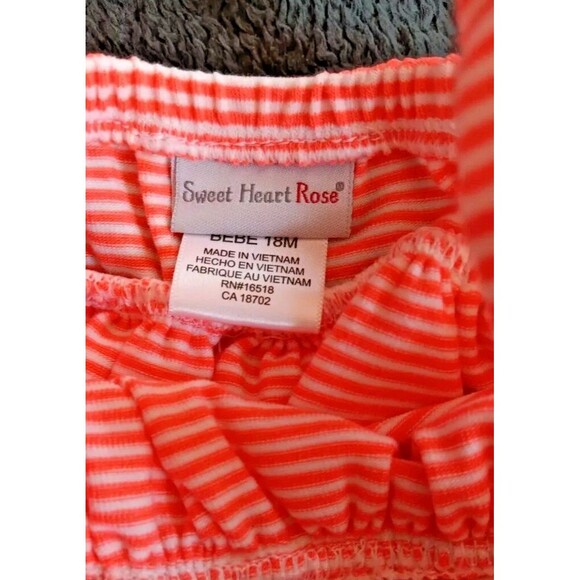 dress 18 month new Girls Sweet Heart Rose Coral Striped party With Lace Over Lay - Picture 5 of 5